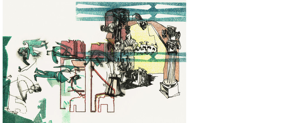 Julius Reinders, electric light, Transferdruck/ Papier, 29,7 x 42 cm